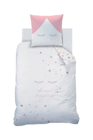 Parure de couette enfant - Blanc et rose - 140 x 200 cm