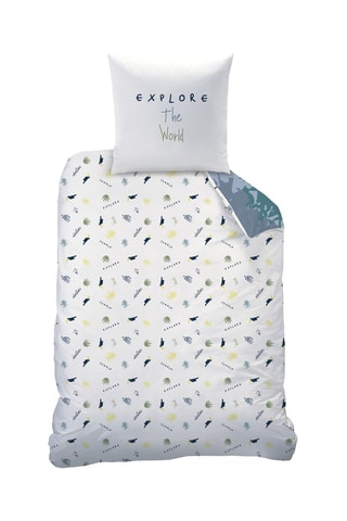 Parure de couette Explorateurs 115 fils/cm² - Bleu et vert