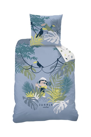 Parure de couette Explorateurs 115 fils/cm² - Bleu et vert