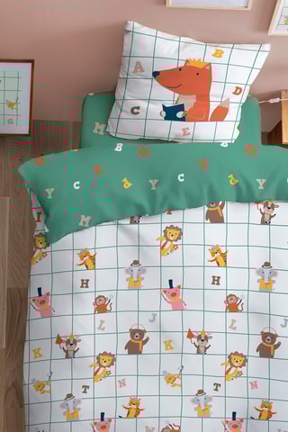 Parure de couette Karo Animo en coton 115 fils/cm² - Blanc