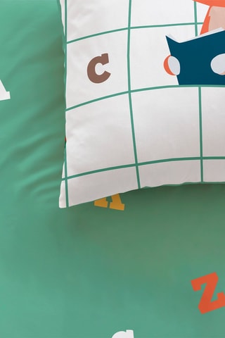 Parure de couette Karo Animo en coton 115 fils/cm² - Blanc