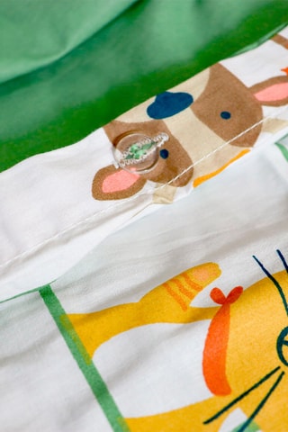 Parure de couette Karo Animo en coton 115 fils/cm² - Blanc