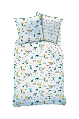 Parure de couette en coton 57 fils/cm² Safari - Blanc et kaki