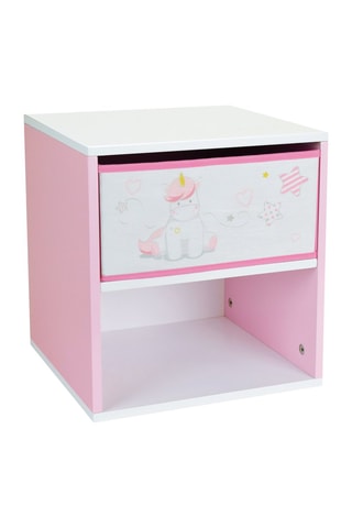Table de chevet 1 tiroir licorne  Blanc et rose