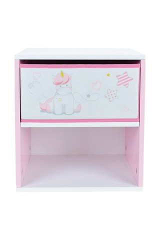 Table de chevet 1 tiroir licorne  Blanc et rose
