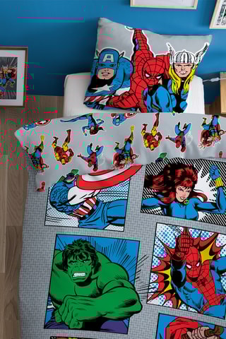 Parure de couette réversible Avengers Home Comics - Gris