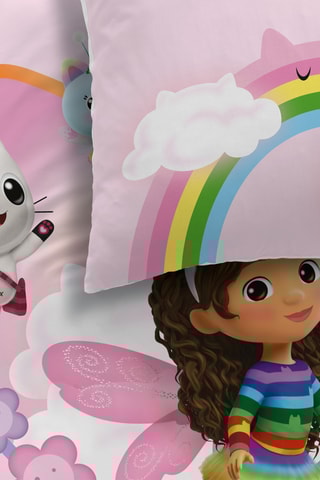 Parure de couette réversible Gabby et La Maison Magique Garden - Blanc