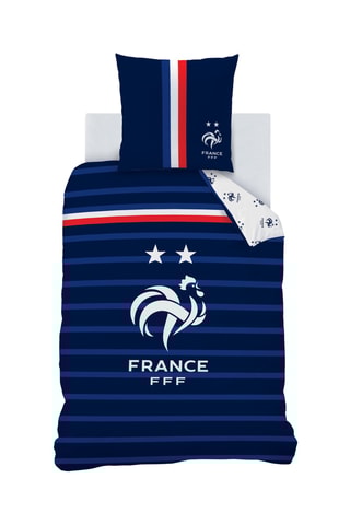 Parure de couette réversible FFF Rayures - Blanc et bleu marine