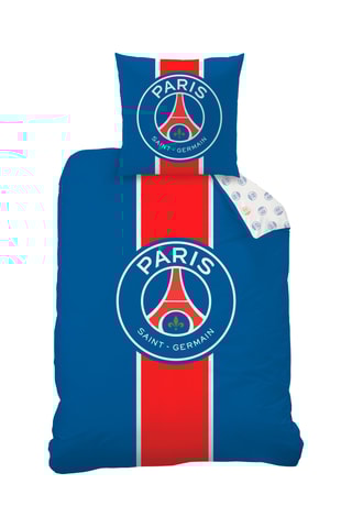 Parure de couette réversible PSG Classic - Blanc et bleu marine