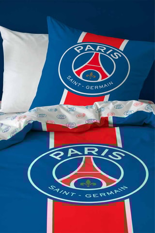Parure de couette réversible PSG Classic - Blanc et bleu marine