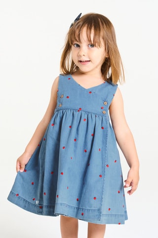 Vestido e bloomer de ganga - Azul-cobalto - Obaïbi