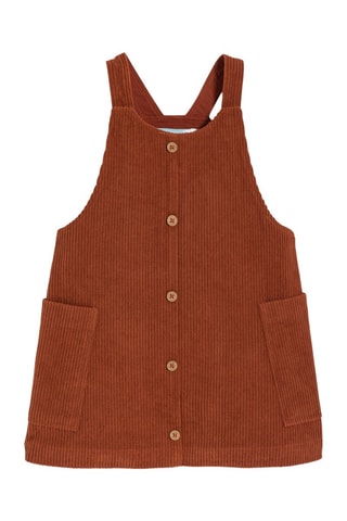 Vestido-jardineiras em veludo - Castanho - Obaïbi