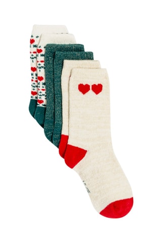 3 pares de meias - Vermelho, branco e bege - Okaïdi