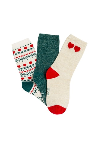 3 pares de meias - Vermelho, branco e bege - Okaïdi