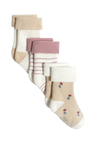 3 pares de meias - Violeta, branco e bege - Obaïbi