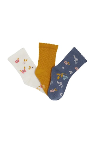 3 pares de meias - Mostarda e azul-marinho - Obaïbi