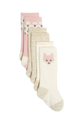 3 pares de meias - Dourado e cru - Obaïbi