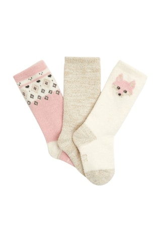 3 pares de meias - Dourado e cru - Obaïbi