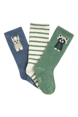 3 pares de meias - Verde-claro e branco - Obaïbi