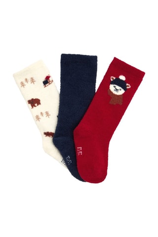 3 pares de meias - Vermelho e azul-marinho - Obaïbi