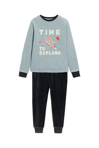 Pijama em veludo - Azul-acinzentado - Okaïdi