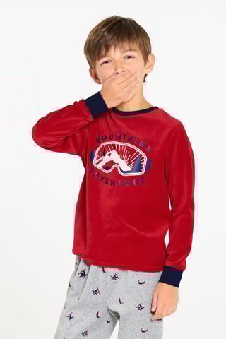 Pijama - Cinzento-claro mesclado e vermelho - Okaïdi