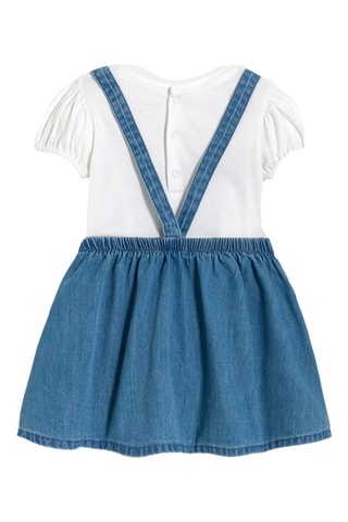 T-shirt e vestido-jardineiras em ganga - Azul-cobalto - Obaïbi