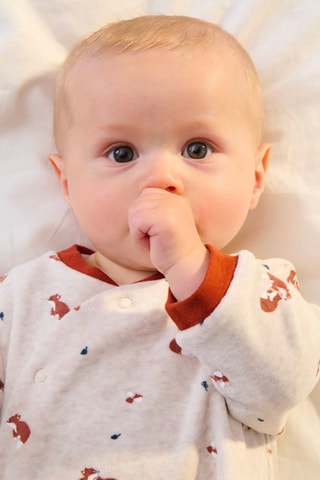 Babygro em veludo - Bege ­mesclado Obaïbi