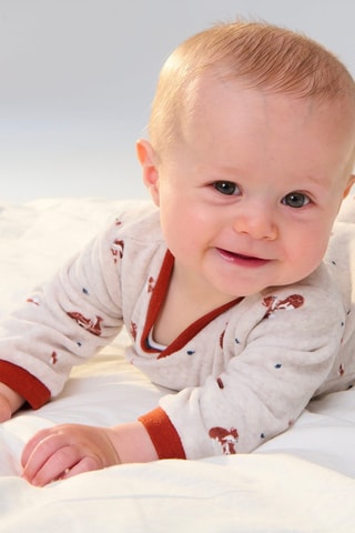 Babygro em veludo - Bege ­mesclado Obaïbi