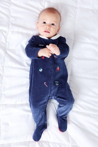 Babygro em veludo - Azul-noite - Obaïbi