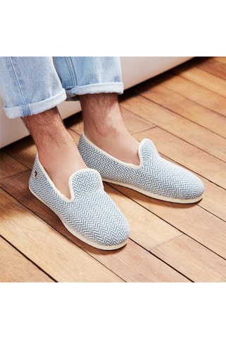 Charentaises en laine La Chevronnée bleue - Bleu