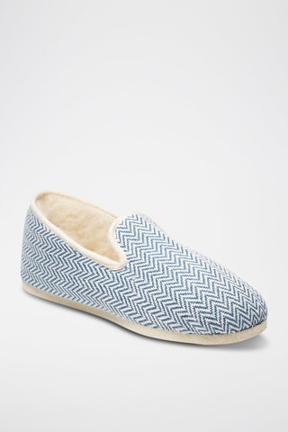 Charentaises en laine La Chevronnée bleue - Bleu