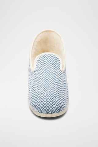 Charentaises en laine La Chevronnée bleue - Bleu