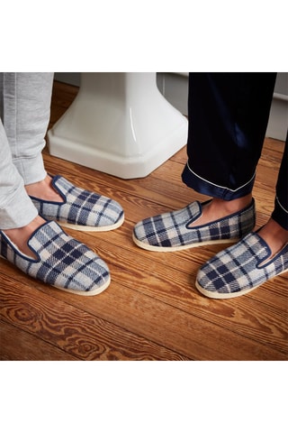 Chaussons en laine La Flemmarde - Bleu marine et gris