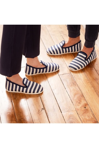 Charentaises en laine La Marinière bleue - Bleu