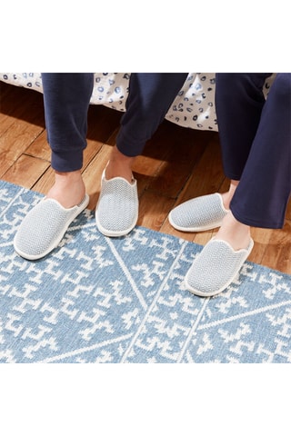 Chaussons en laine La mi chevronnée bleue - Bleu