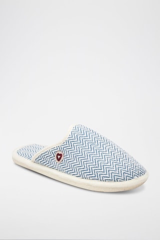 Chaussons en laine La mi chevronnée bleue - Bleu