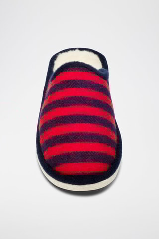 Chaussons en laine La mi marinière rouge - Rouge et bleu marine