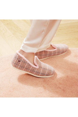 Charentaises en laine La Coquette - Rose et beige