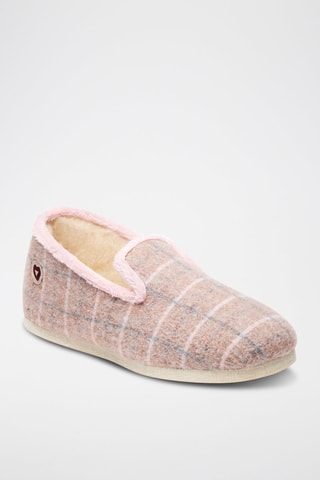 Charentaises en laine La Coquette - Rose et beige