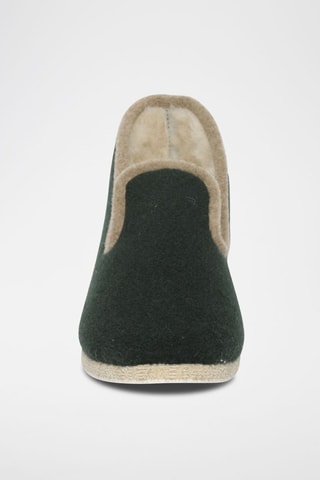 Charentaises en laine Flaubert - Vert foncé et beige