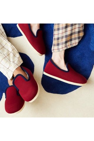 Chaussons en laine Perec - Rouge et bleu marine