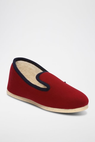 Chaussons en laine Perec - Rouge et bleu marine