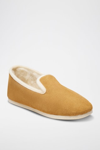 Charentaises en croûte de cuir Proust - Marron et blanc