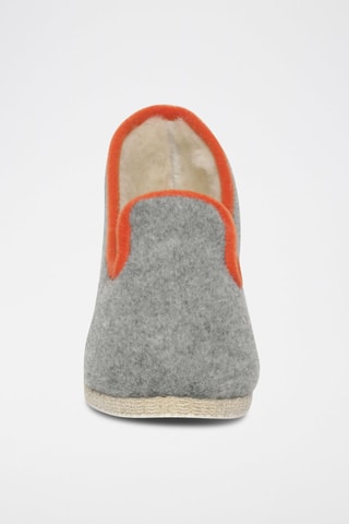 Charentaises en laine Racine - Gris et orange