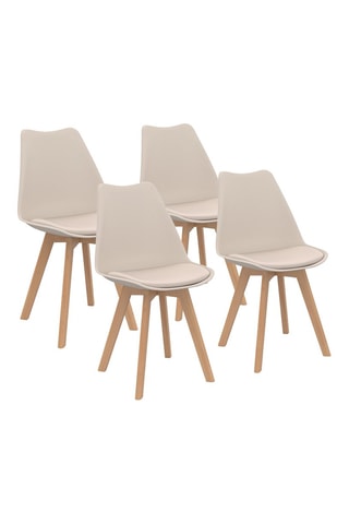 4 chaises Nordia - Beige et naturel
