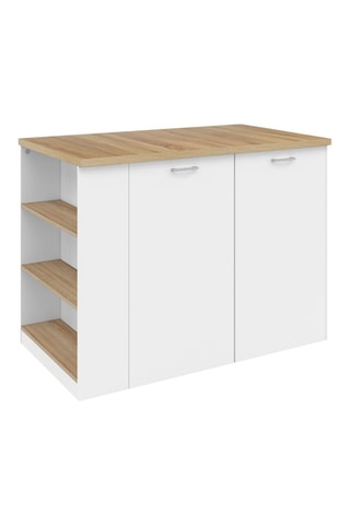 Ilot central de cuisine Dario - Blanc et marron