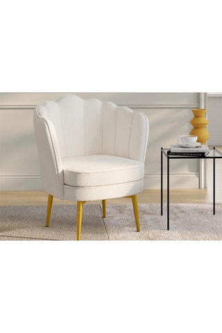 Fauteuil Arielle - Blanc et doré - Velours