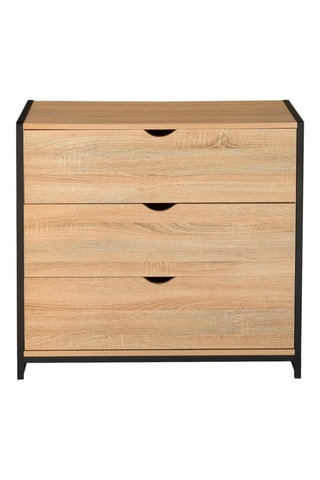 Commode 3 tiroirs Manufacture - Imitation bois clair et noir