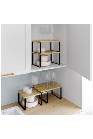 4 étagères de rangement encastrables pour placards - Noir et imitation bois